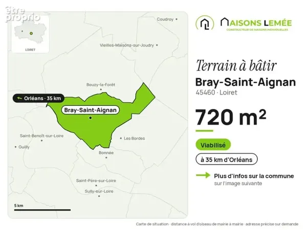 Terrain à bâtir 720 m² viabilisé à Bray-Saint-Aignan