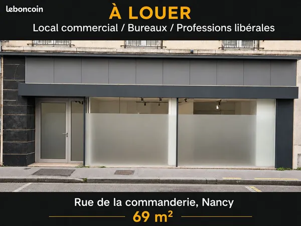 A LOUER - Local commercial / Bureaux - 69 m²- refait à neuf - Rue de la Commanderie (Nancy)
