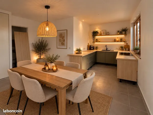 Maison mitoyenne 2 chambres terrain