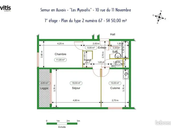 Appartement 2 pièces 50 m²