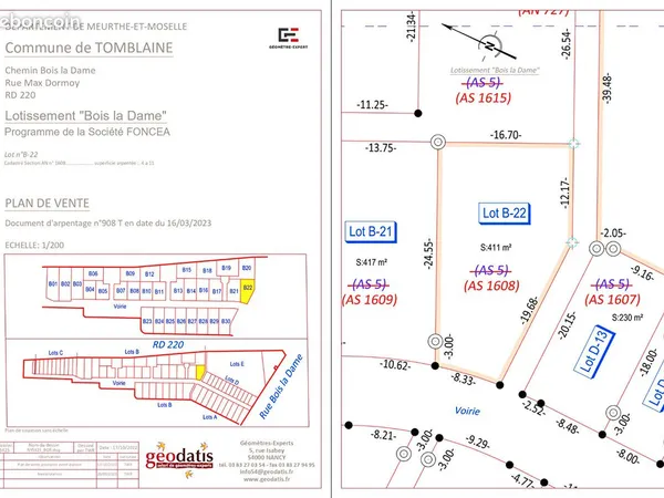 Terrain 411 m² TOMBLAINE