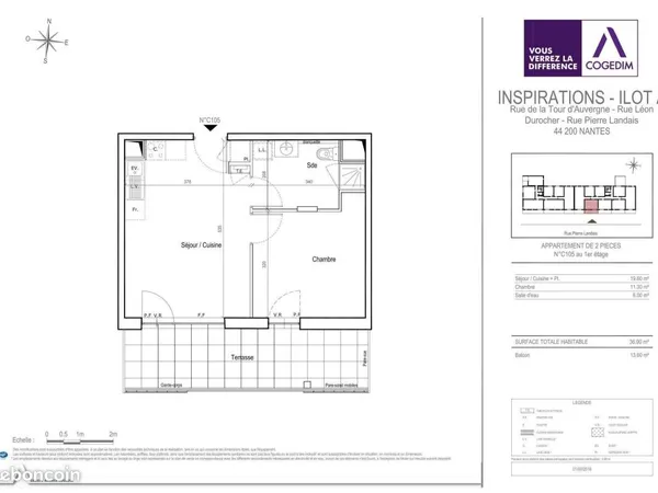 Appartement 2 pièces 36 m²