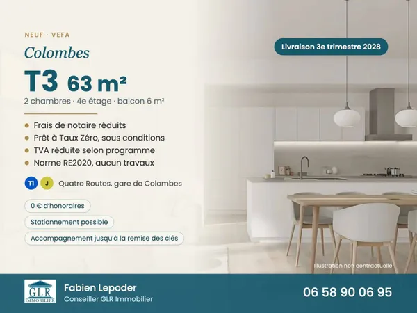 Appartement 3 pièces 63 m²