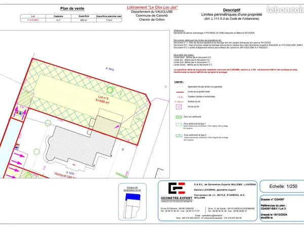 TERRAIN À BÂTIR 689 m², garage existant Caromb