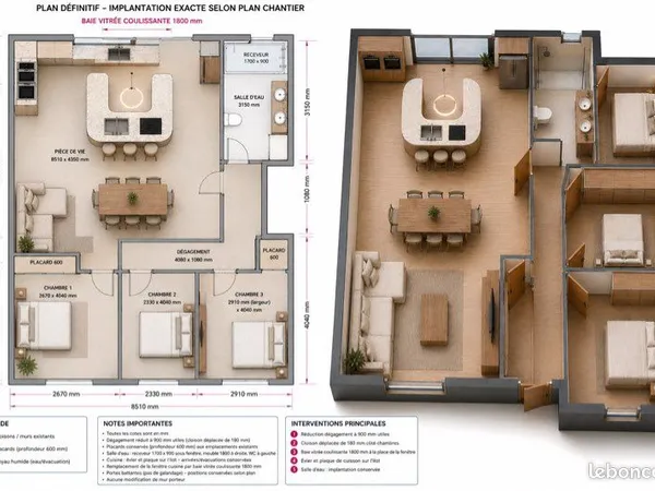 T4 meublé 80 m² refait à neuf - Jardin + balcon - Garage 60 m² - Montimaran Disponible à partir de j