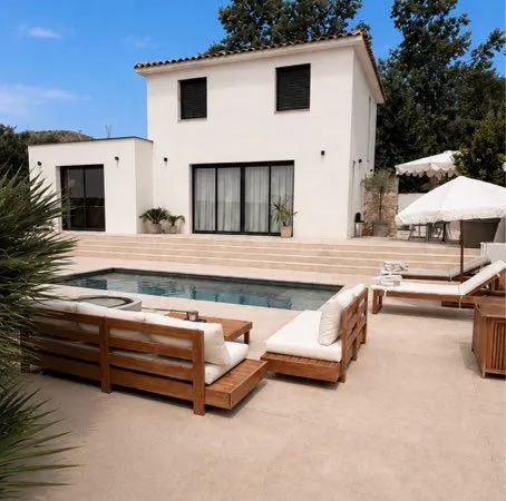 Maison contemporaine neuve avec piscine - Vue mer -