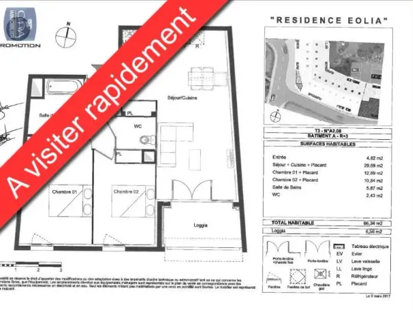 Appartement 3 pièces 66 m²