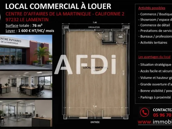 Local de 76 m² pour bureaux centre d'affaires de Californie