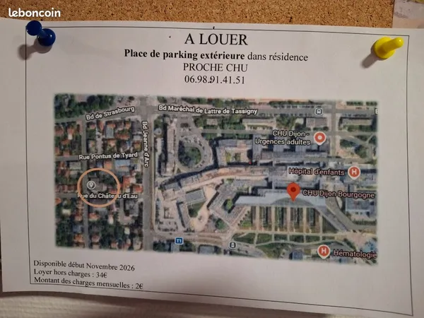 Place de parking dans résidence proche CHU