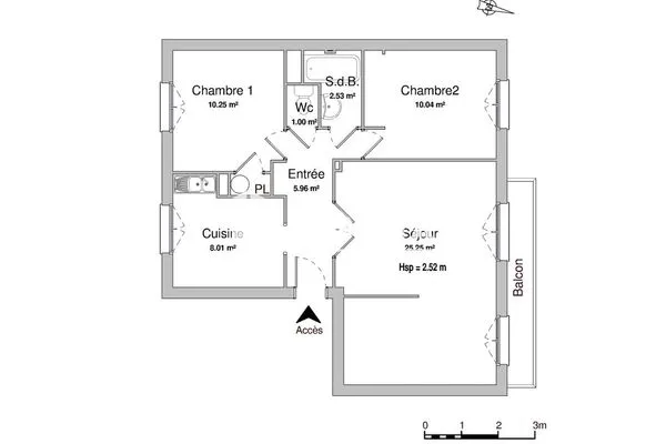 Appartement 4 pièces 63 m²