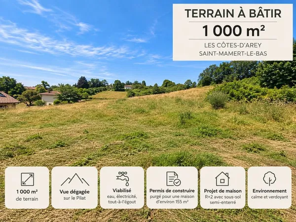 TERRAIN À BÂTIR 1 000 M² - LES CÔTES D'AREY