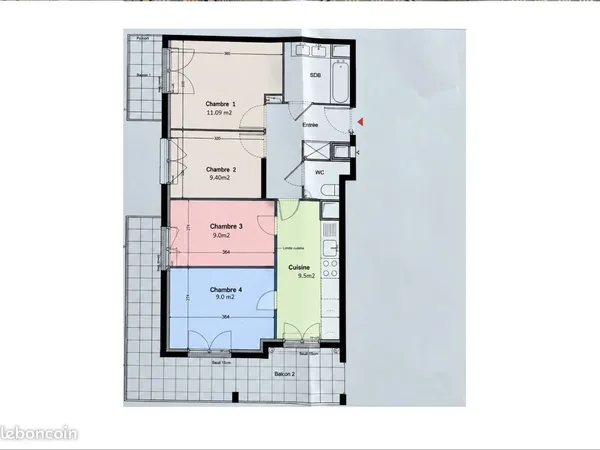 Appartement F5 / 4 CHAMBRE