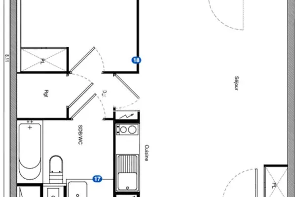 Appartement 2 pièces 45 m²