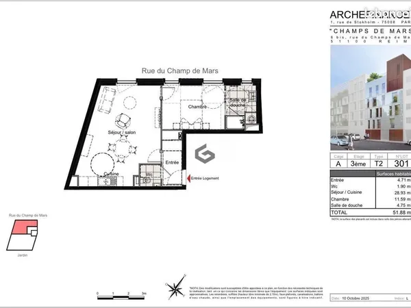 Appartement 2 pièces 52 m²