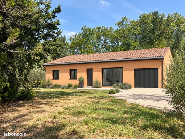Maison neuve 100 m² avec terrain viabilisé de 1 350 m² à Carcassonne 3 chambres et garage
