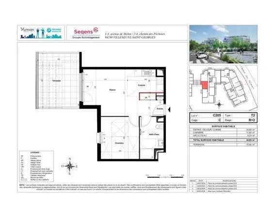 Appartement 2 pièces 42 m²