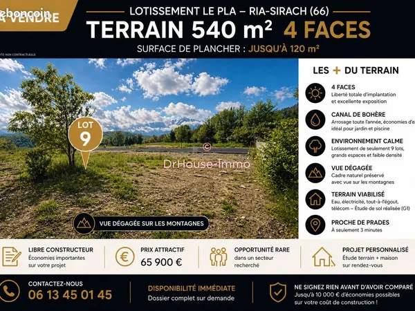 Terrain 540 m² ria sirach