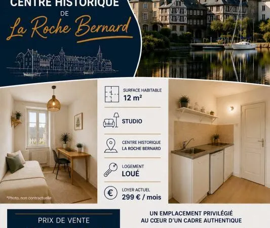 Vends studio - 12.81 m² - 1 pièce - La Roche-Bernard 56130