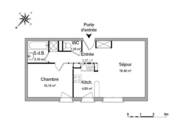 Appartement meublé 2 pièces 44 m²