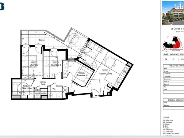 Studio 4 pièces 80 m²