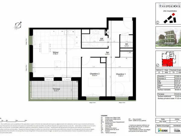 Appartement 3 pièces 67 m² + terrasse - Metz