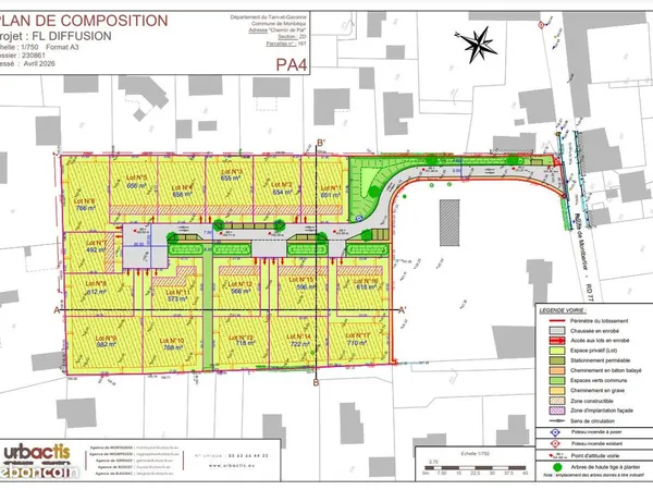 Terrains à bâtir viabilisés à Monbéqui, surfaces de 492 à 982 m²