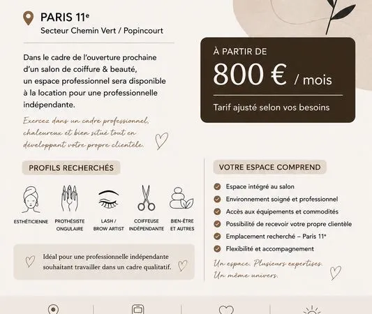 Location espace beauté