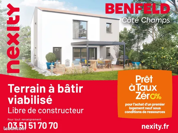Terrain constructible à Benfeld, de 450 m2, près de Strasbourg