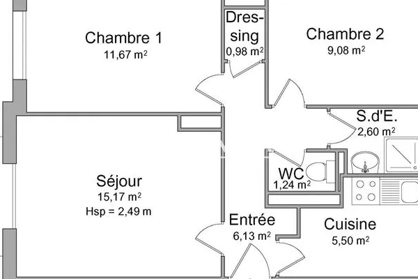 Appartement 3 pièces 52 m²