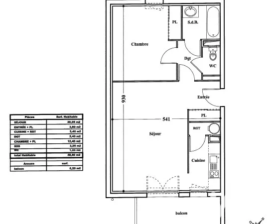 Appartement 2 pièces 48 m²