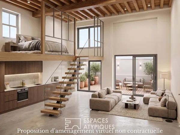 Loft en plateau à rénover avec cour privative