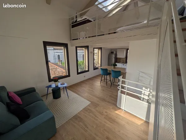T1 bis lumineux avec mezzanine 42m² au sol - Vue cathédrale - Centre d'Alès