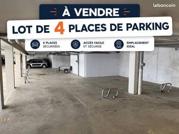 A vendre - lot de 4 places de parking couvertes