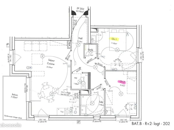 Appartement 3 pièces 63 m²