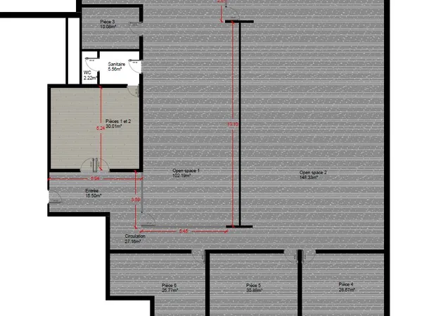 Bureaux climatisés 249m2 avec double vitrine sur rue