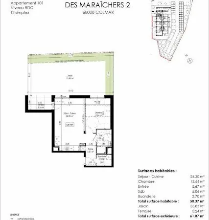 Appartement 2 pièces 50 m²