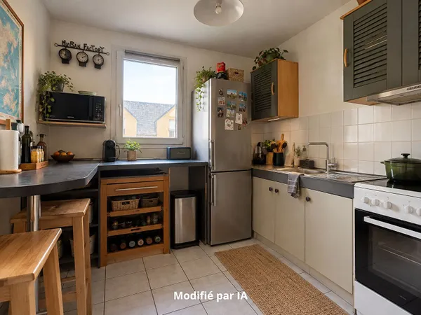 A VENDRE Maison Ecouflant, en copropriete, 2 chambres, double garage, balcon et jardin