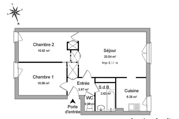 Appartement 3 pièces 56 m²