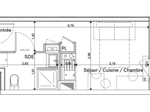 Studio 1 pièce 20 m²