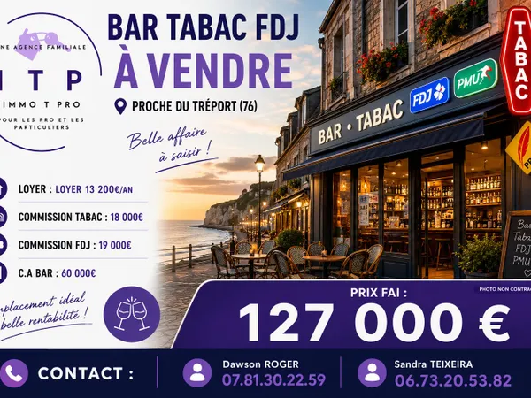 BEAU BAR TABAC FDJ DANS UNE VILLE PORTUAIRE DE SEINE MARITIME (7