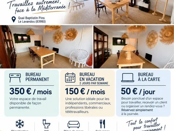 Bureau partagé / Local commercial / Coworking - Le Lavandou - À partir de 50 /jour