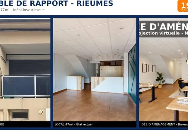 IMMEUBLE DE RAPPORT MIXTE - 124m2 LOCAL + T3 - 199 000EUR