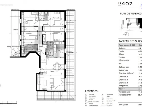 Appartement 5 pièces 122 m²
