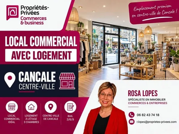 CANCALE - DROIT AU BAIL AVEC LOGEMENT, CENTRE VILLE