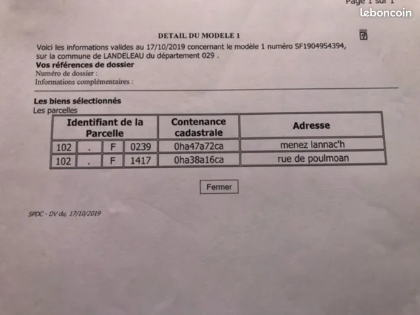 Vente de 2 terrains contigus à Landeleau