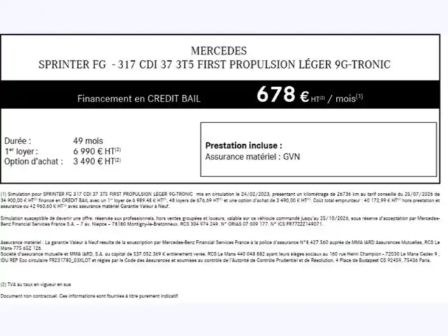Mercedes Sprinter 317 cdi fourgon 37s l2h2 170ch — photo 14