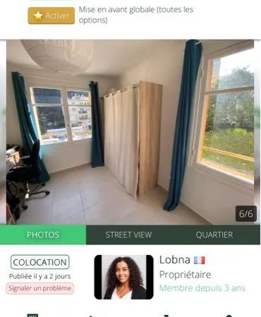 Chambre Colocation Nice 3p 55m² 680€