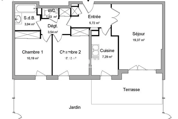 Appartement 3 pièces 61 m²