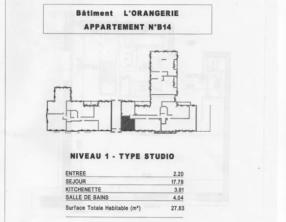 A LOUER : studio d'une pièce de 27 m2 situé rue des Grands prés à Chessy