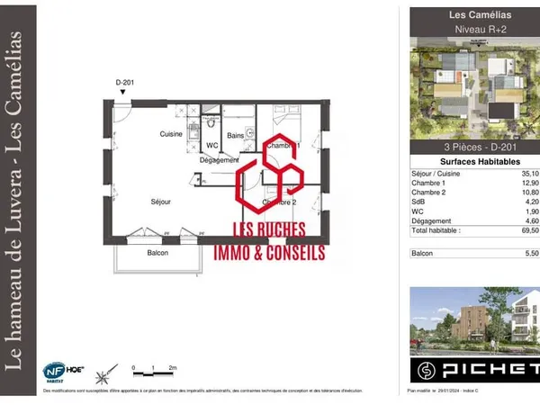 Appartement 3 pièces 69 m²